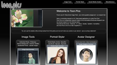 toon.pics - AI / Data driven Image Tools, Portrait Styler , Avatar Designer