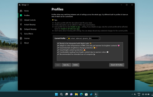 Settings menu - Profiles
