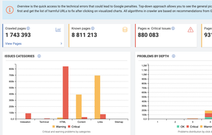 Crawl report.
Crawler detects crucial for Google technical problems, and provides you with a scale of each problem. So an average SEO manager knows where to start fixing. 