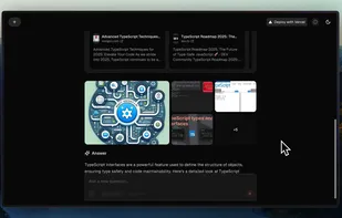 Response to the prompt "tell me about typescript interfaces" being generated in Web mode.
From: https://x.com/zaidmukaddam/status/1897352497372463150