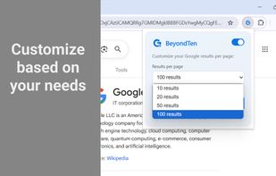 Image show the Functions of BeyondTen - 100 Search Result on Google