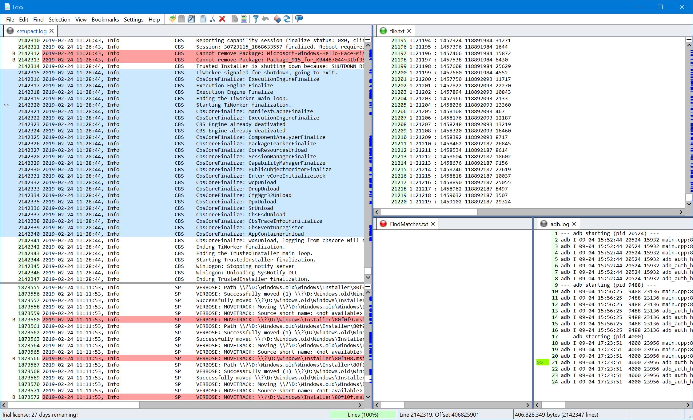 loxx: A log file viewer for static or running traces as usually written ...
