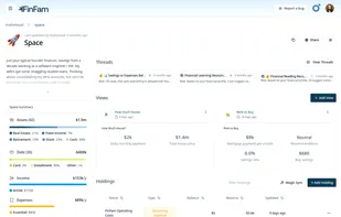 At-a-glance financial hub. Simulates income/expenses/gains/losses to give you a sense of where you'll be in the near term.