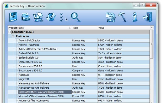 Recover Keys screenshot 1