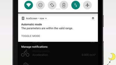 Persistent notification allows you to quickly understand the current status and also gives you quick access to mode switching.