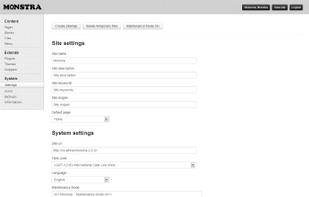 Monstra CMS screenshot 1