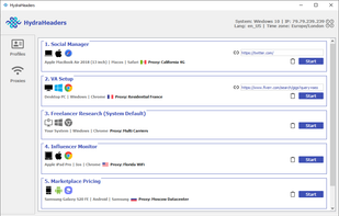 HydraHeaders dashbord