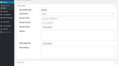 Adding a Quote to a customer with ZBS CRM