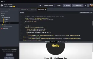 Build Entire Projects:
Projects is the most powerful feature of CodePen. It's a full blown IDE right in the browser, with automatic preprocessing, drag and drop uploading, live previews, website deployment, and much more.