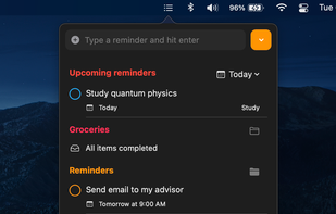 Menu bar app (Dark Appearance)