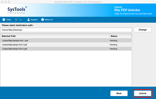 Unlock owner or user level security from PDF.