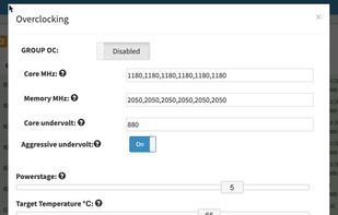 Individual Rig Overclocking, Undervolting, Fan speed settings and advanced tools configs.