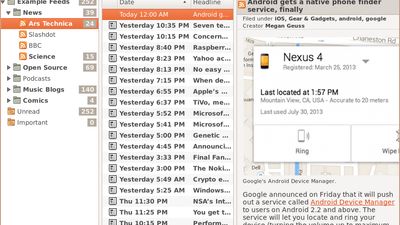 Three pane view mode for wide screens.