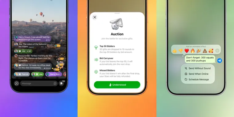 Telegram adds Live Stories real time streaming, gifts auction, and repeat scheduling image
