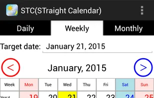 Weekly calendar view