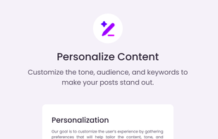 Customize your personal brand by defining your tone, writing style, and topics of interest. Spiry uses these preferences to generate LinkedIn posts that sound authentic and consistent with your unique voice.