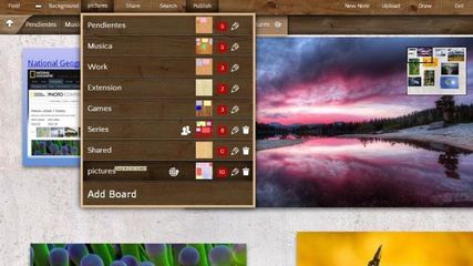 Multiple boards: organize notes in boards, use textures to change the look of the board, move notes between boards.