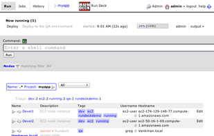 Web-accessible console for dispatching commands and scripts to nodes