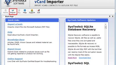 Initial Screen of vCard Importer Software