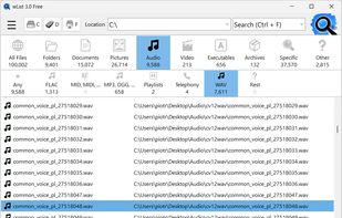 wList shows all .WAV files.