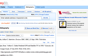 Project Listing (Working on Arthur C Clarke)