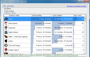 Total gameplay statistics window 