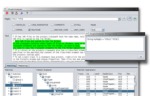 Main Window showing analysis results, and pop up with escaped Java String export