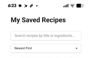 saved recipes mobile