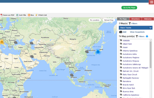 Panel with a list of map points