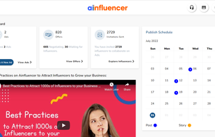 Ainfluencer's dashboard