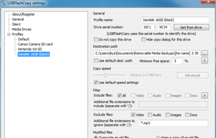 Backup profile settings