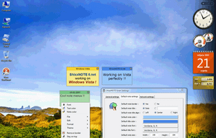 ShixxNOTE program running on Windows Vista and also you can see main program settings dialog.