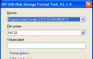 HP USB Disk Storage Format Tool screenshot 1