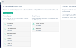 Stage/workflow setup