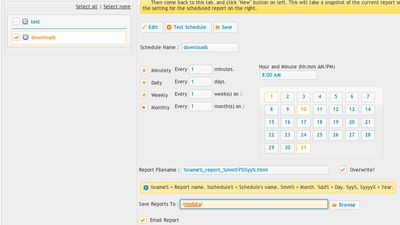Scheduling reports to run at specified intervals, including email delivery.