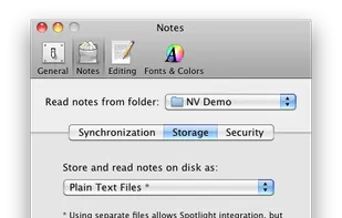 Note Storage Settings