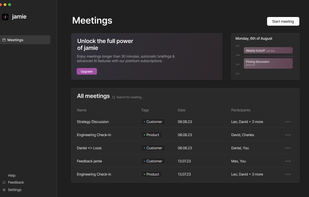 This picture displays jamie's dashboard, including a calendar view and note history.
