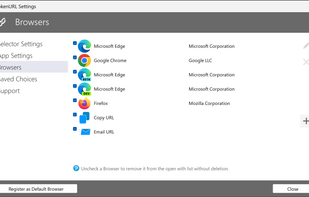 Some of the settings for the application