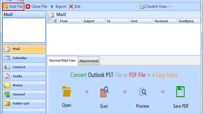Insert the PST File using “Add File” button.
