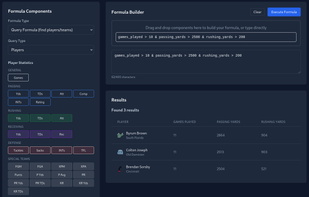 Stats formula builder