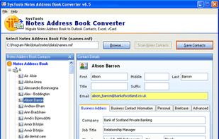 Save Contacts in .xlsx/.vcf/.pst 