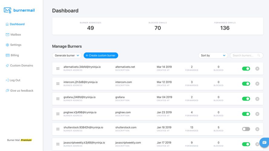 Burner Mail Helps you protect your privacy by providing you with