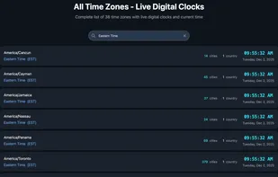 All time zone search page  