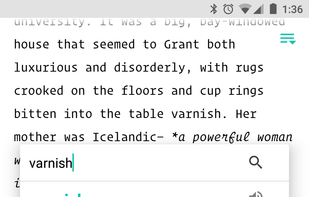 Built-in thesaurus, dictionary and rhyming dictionary