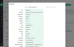 Deal Details & Merge - View complete deal details including contacts, activity logs, and sales data. Easily merge duplicate records to keep information accurate, up-to-date, and streamlined in your CRM.
