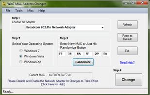 Win7 MAC Address Changer