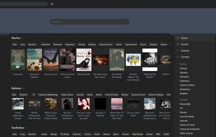 The homepage for Quotev (as of February 2024).