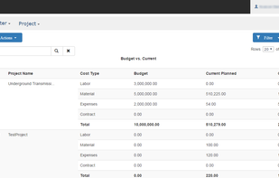 Project tracking - Budget s. current