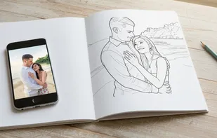 Colouring book with iPhone next to it