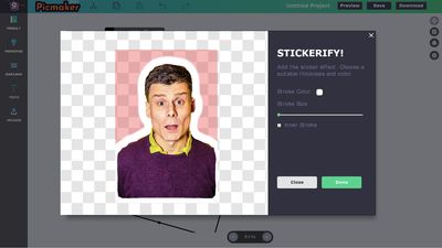 Sticker Effect tool interface - Picmaker